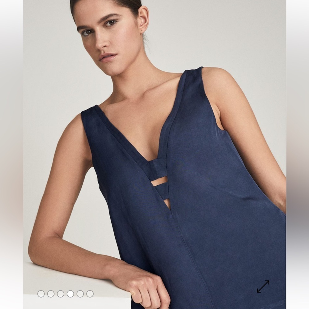 Reiss Emi Linen Blend V-Neck‎ Top Size 6
